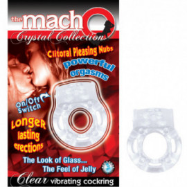 Macho Crystal Coll Vib Cock Ring (Clear)