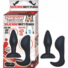 Dom. Sub. Coll Silicone Butt Plugs (Blk)