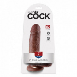 King Cock - 7in Cock W/ Balls Brown