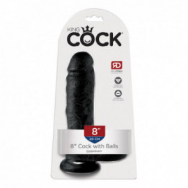 King Cock - 8in Cock W/ Balls Black