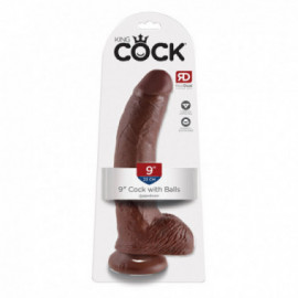 King Cock - 9in Cock W/ Balls Brown