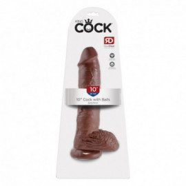 King Cock - 10in Cock W/ Balls Brown