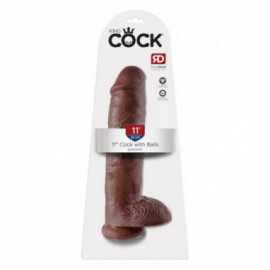 King Cock - 11in Cock W/ Balls Brown