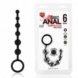 Silicone Anal Beads 6 Balls Black