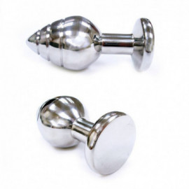 Stainless Steel Grooved Butt Plug Small