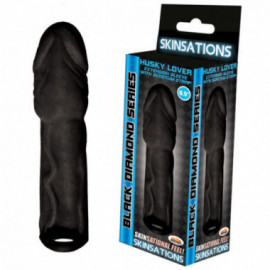 Skinsations Blk Husky Ext W/Scrotum 6.5