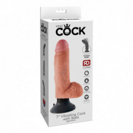 King Cock 7in Vibrating Cock W/Balls Fl