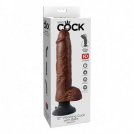 King Cock 10in Vibrating Cock W/Balls Br