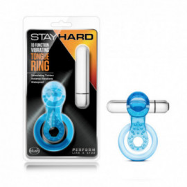 Stay Hard - 10f Vib Tongue Ring - Blue