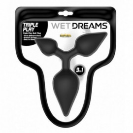 Wet Dreams Tripple Play Anal Plugs Black