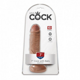 King Cock 7in Cock with Balls - Tan