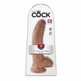 King Cock 9in Cock with Balls - Tan