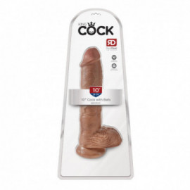 King Cock 10in Cock with Balls - Tan