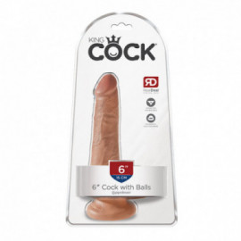 King Cock 6in Cock with Balls - Tan