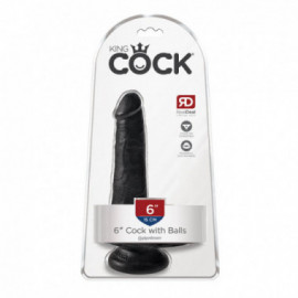 King Cock 6in Cock with Balls - Black