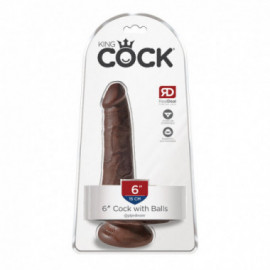 King Cock 6in Cock with Balls - Brown