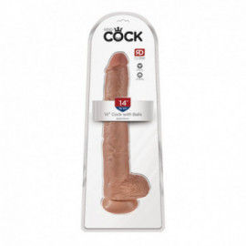 King Cock 14in Cock with Balls - Tan