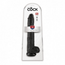 King Cock 14in Cock with Balls - Black