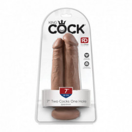 King Cock 7in Two Cocks One Hole Tan