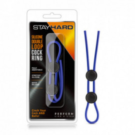 Stay Hard - Sili Dbl Loop Cock Ring Blue