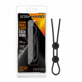 Stay Hard - Sili Dbl Loop Cock Ring Blk