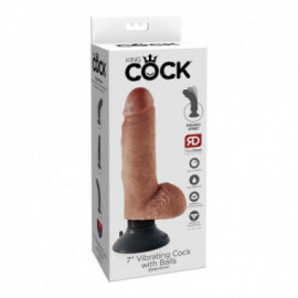 King Cock 7in Vib Cock w/Balls Tan