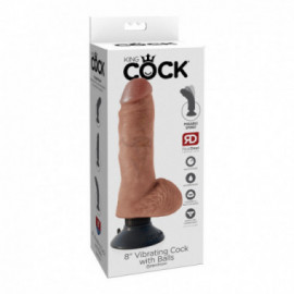 King Cock 8in Vib Cock w/Balls Tan