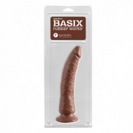 Basix 7in. Slim Dong w/Suction Cup Brown