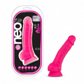 Neo Elite - 7.5in Sili w/Balls Neon Pink