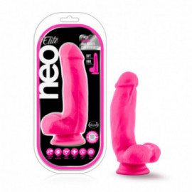 Neo Elite - 7in Sili w/Balls Neon Pink