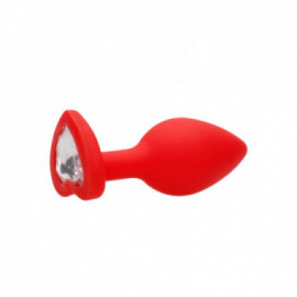 Diamond Heart Butt Plug - Regular - Red