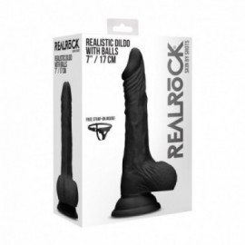 Realrock 7” Realistic Dildo Balls Black