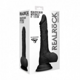 Realrock 9” Realistic Dildo Balls Black