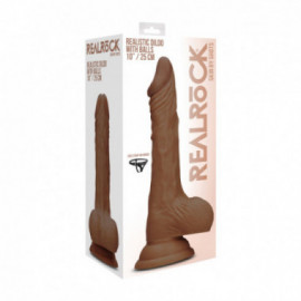 Realrock 10” Realistic Dildo Balls Brown