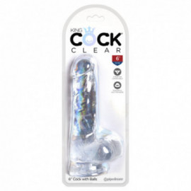 King Cock Clear 6in Cock with Balls