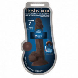 FLESHSTIXXX 7in Sili Dildo W/Balls Choc