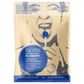 Glyde  Natural Flavor Condom Bberry 4pk