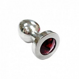 Stainless  Smooth Medium Butt Plug RED