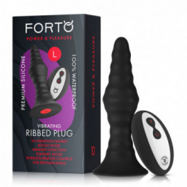 Forto Vibe Ribbed Plug W/Remote Lg Blk