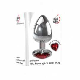 A&E Medium Red Heart Gem Anal Plug