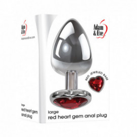 A&E Large Red Heart Gem Anal Plug