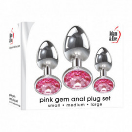 A&E Pink Gem Anal Plug Set Pink