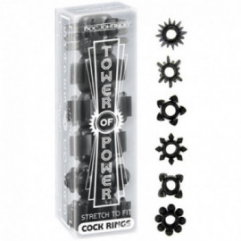 Tower Of Power 6 Cock Rings (Black)