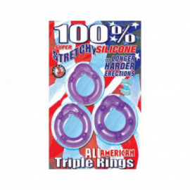 All American Triple Rings (Clear/Purple)