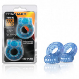 Stay Hard - Vib Cockrings - 2pk - Blue