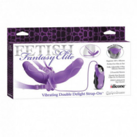 FF Elite Dbl Delight Strap On Purp Vib